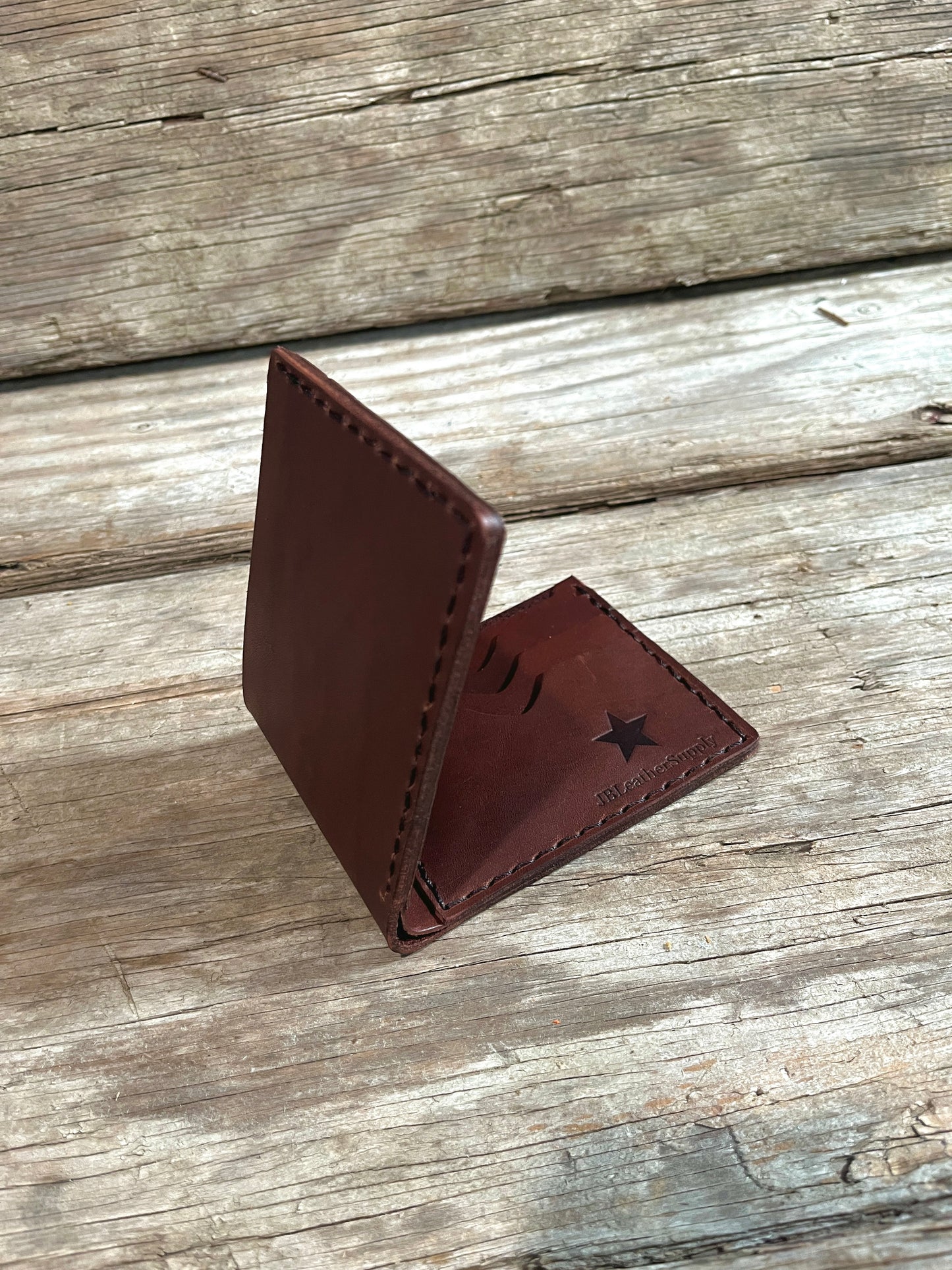 Handmade Leather Bifold Wallet-Brown Bridle