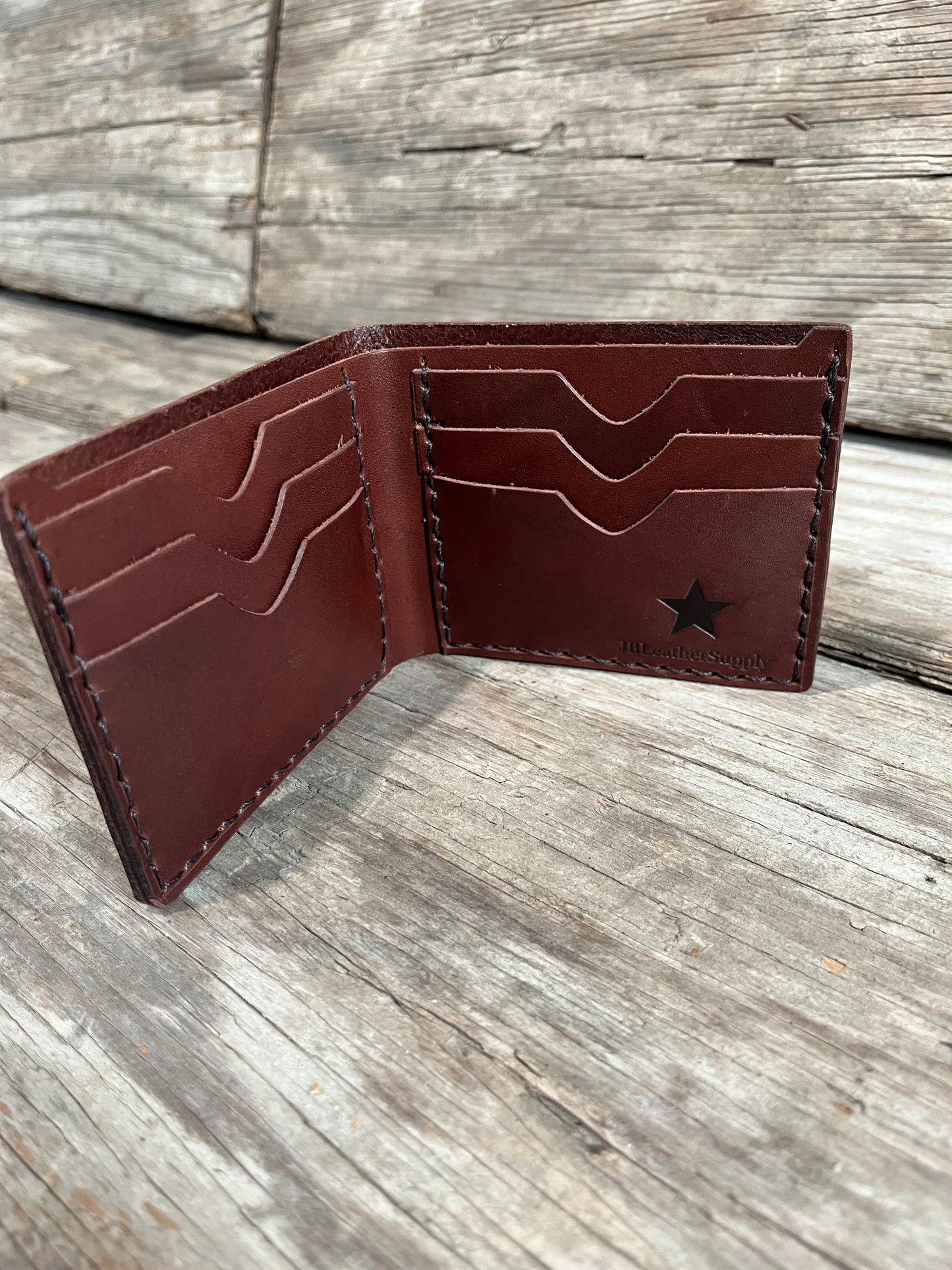 Handmade Leather Bifold Wallet-Brown Bridle