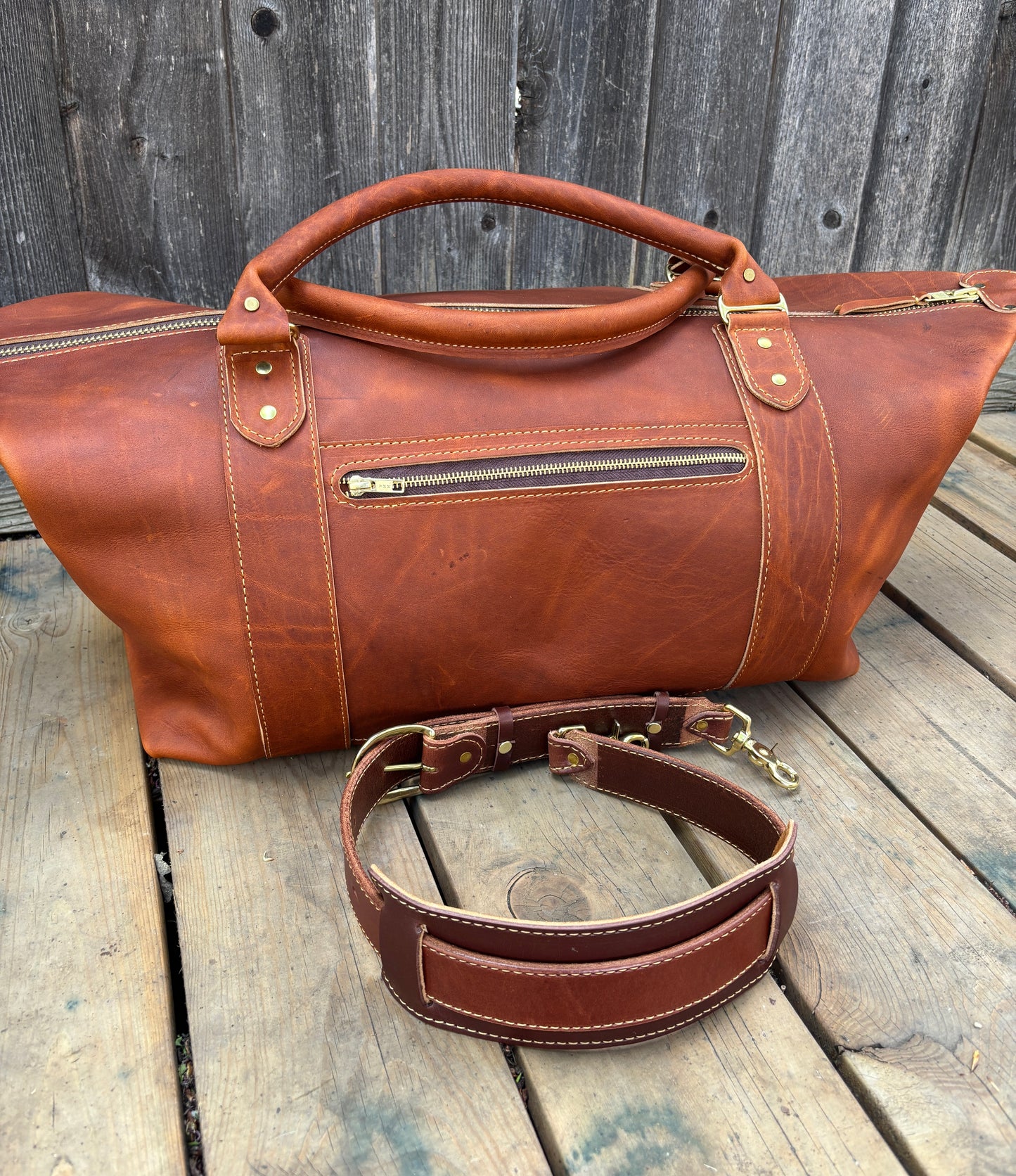 Carry on Luggage - Handmade Leather Bags, Large Weekender-Tan