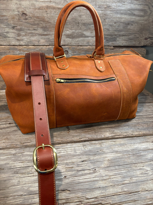 Carry on Luggage - Handmade Leather Bags, Large Weekender-Tan