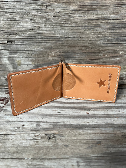 Handmade Leather Wallets, Money Clip Wallet-Red Flair