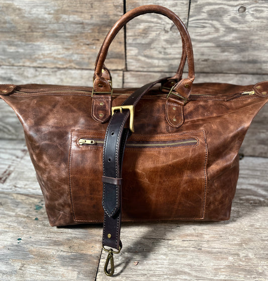 brown leather bag