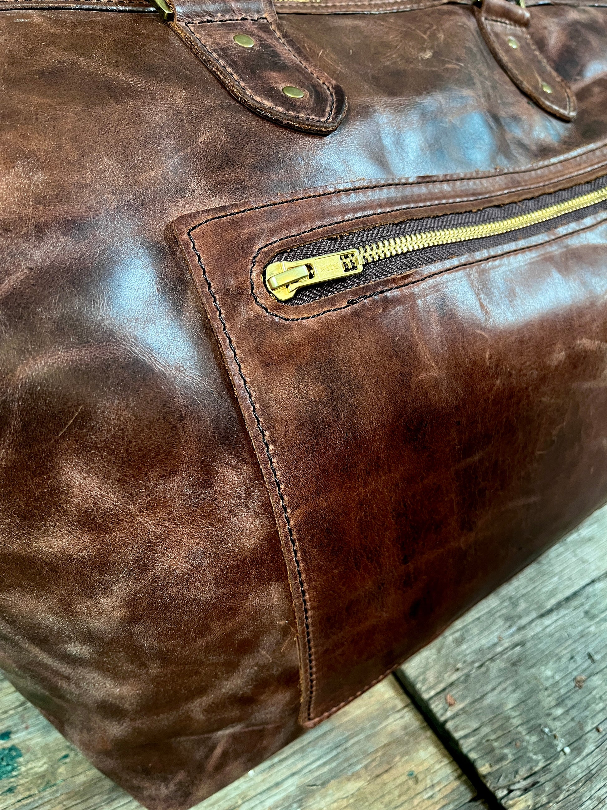 brown leather bag