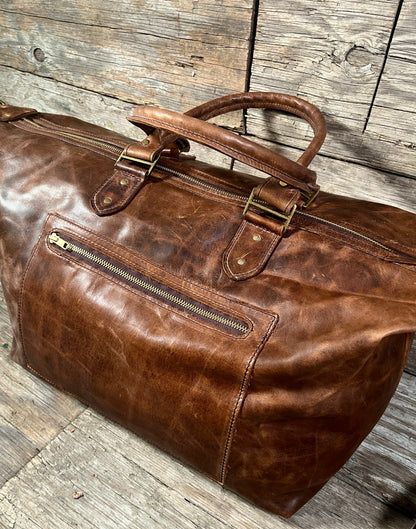 brown leather bag