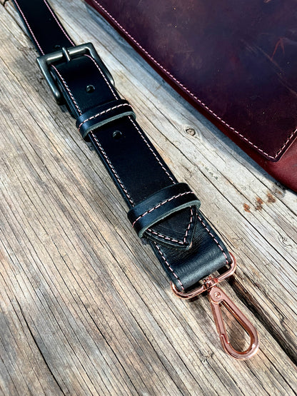 Carry on Luggage - Handmade Leather Bags, Mid Sized Weekender- Merlot with Rose Gold