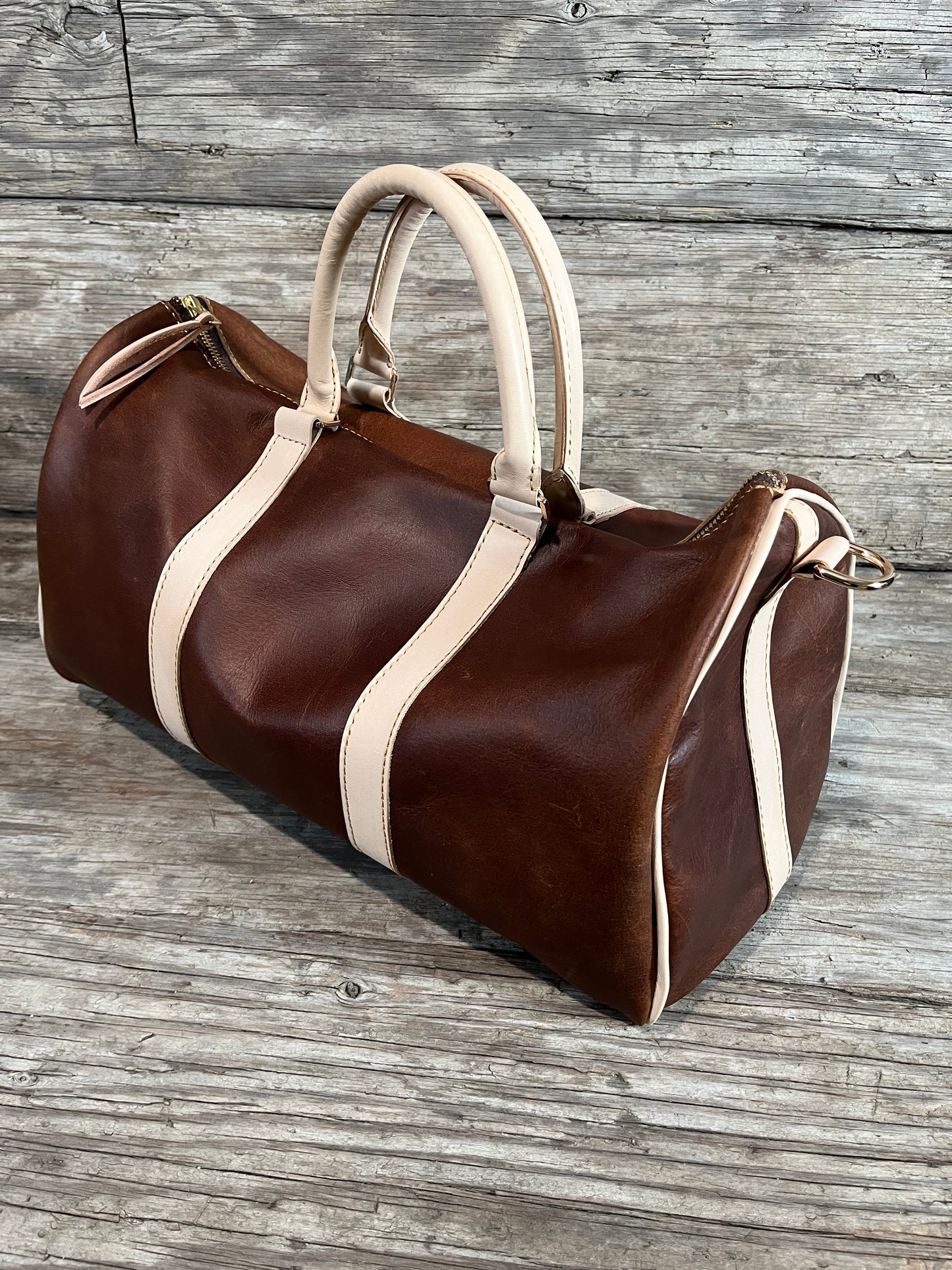 Prototype Sale-Carry on Luggage - Handmade Leather Bags, Classic Keeper-Brown/Natural