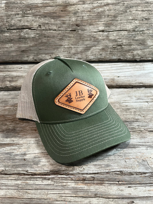 Ball cap with custom leather patch