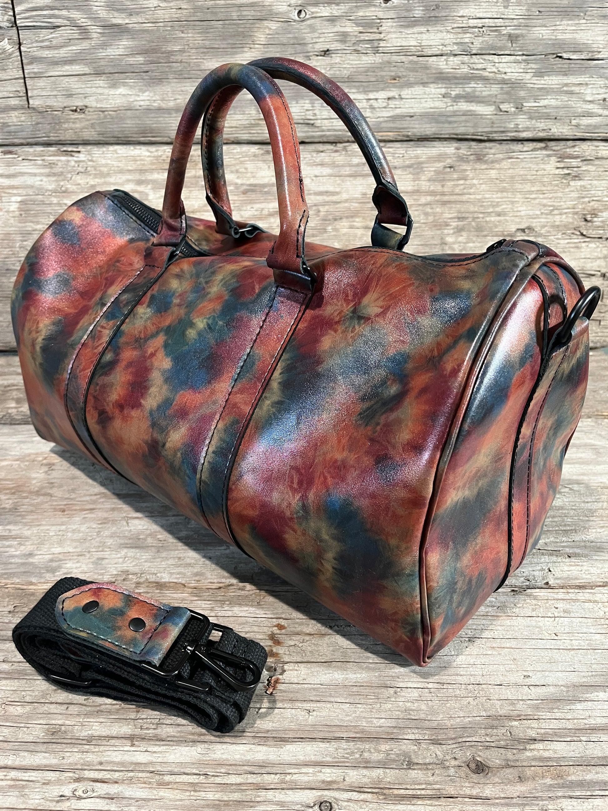 Carry on Luggage Handmade Leather Bags, Classic Keeper Tie Dye