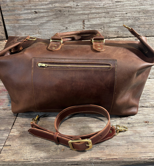 Carry on Luggage - Handmade Leather Bags, Large Weekender-Brown Pull Up