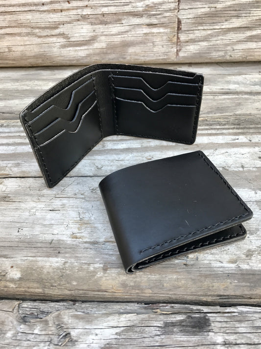 Handmade Leather Wallets, Bifold-Black English Bridle