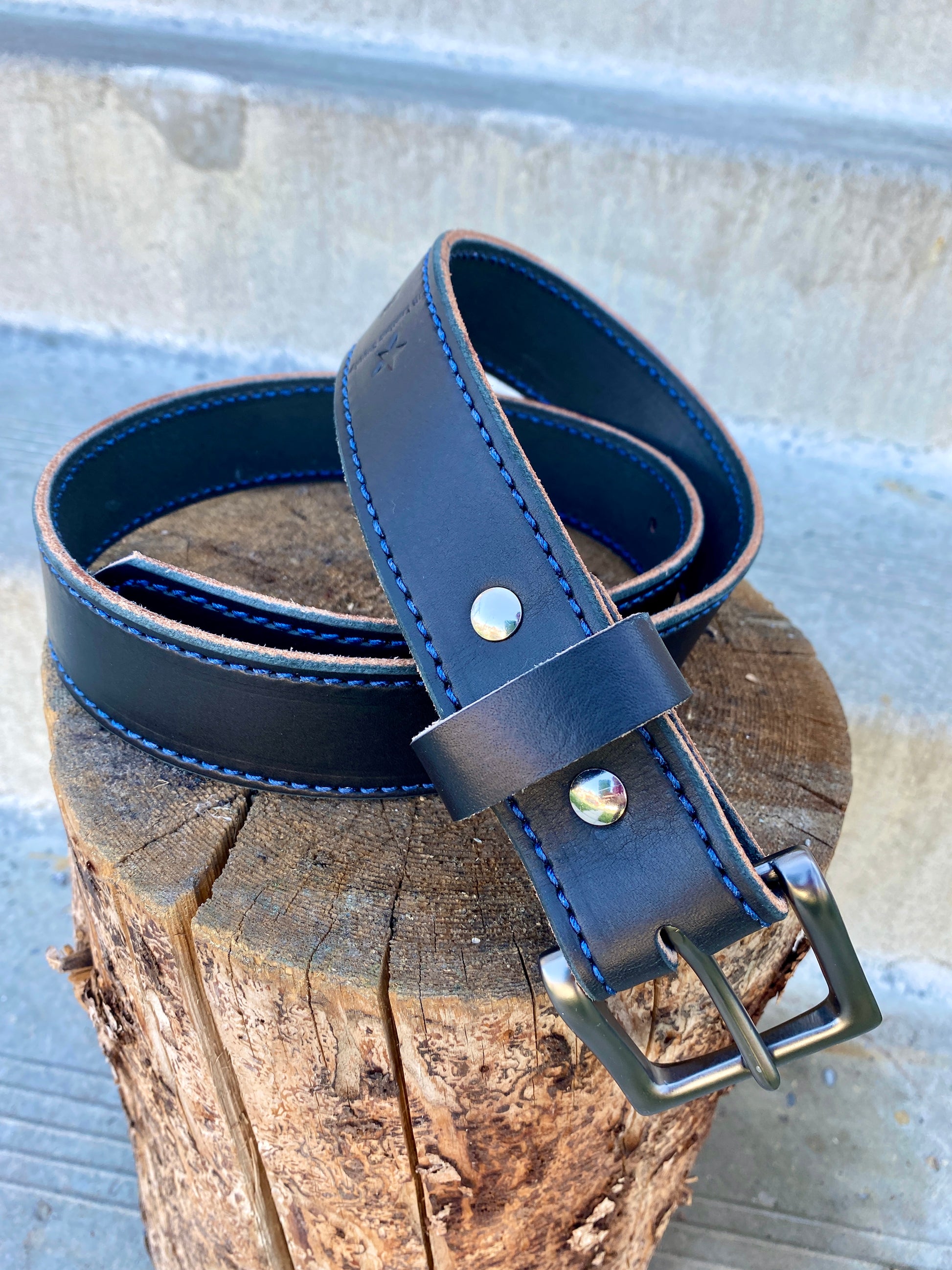 stitched leather belt